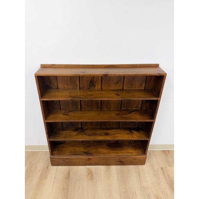 Mid 20th Century Vintage MCM Solid Walnut Four Shelf Bookcase Shallow Display MidCentury Shelving For Sale - Image 5 of 17
