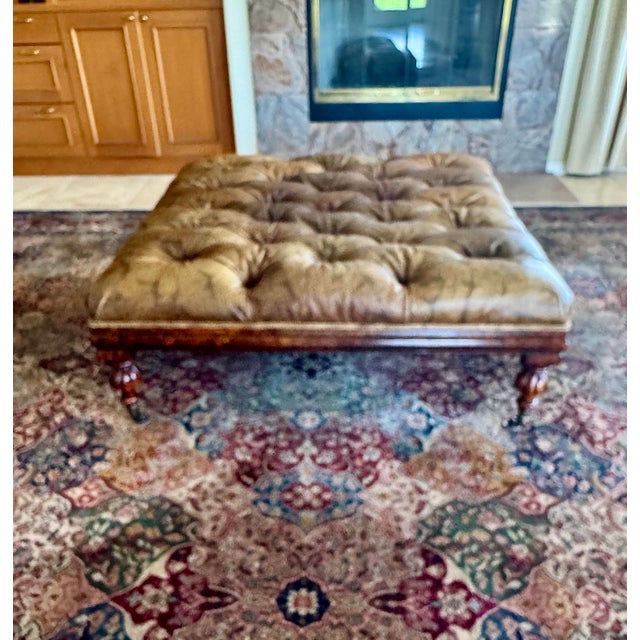 Tufted Oversized Leather Ottoman -Vicente Wolf Collection For Sale - Image 12 of 12