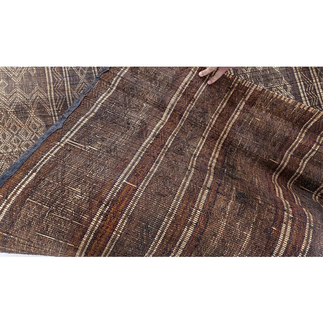 Tan Doris Leslie Blau Moroccan Vintage Geometric Tan Carpet Reed And Leather Tuareg For Sale - Image 8 of 8