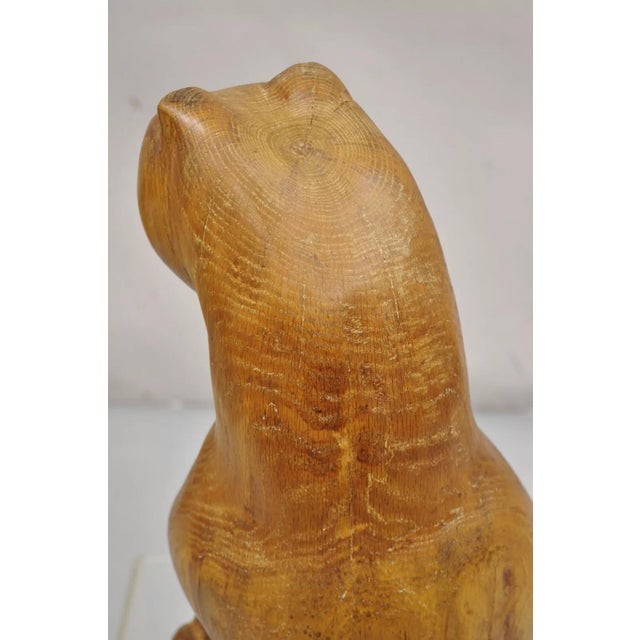 Mid 20th Century Vintage Mid Century Modern Solid Carved Wood Cat Art Sculpture For Sale - Image 9 of 12