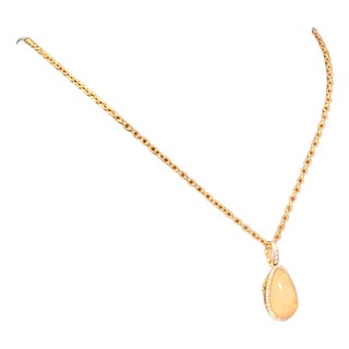 Natural Ethiopian Opal Diamond Necklace 14k Yellow Gold 9.23 TCW Certified For Sale