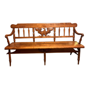1950s Cushman Colonial Mid Century Solid Maple Deacons Bench, Made in Vermont