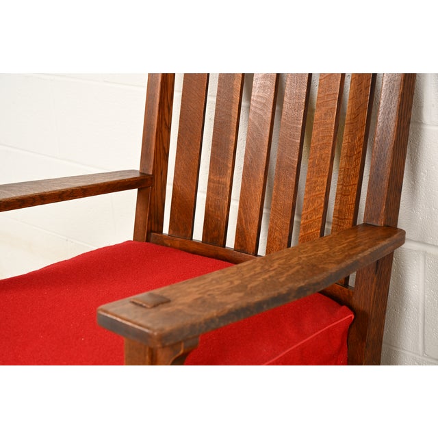 Wood L. & J. G. Stickley Antique Mission Oak Arts & Crafts Rocking Chair, Circa 1910 For Sale - Image 7 of 13