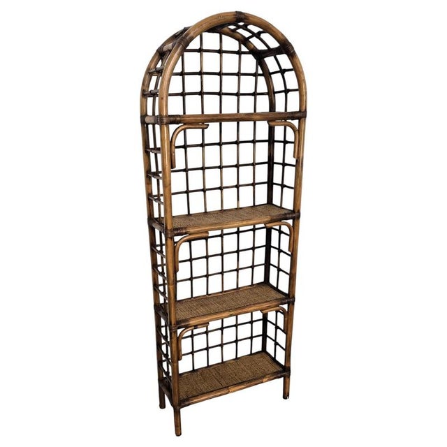 Italian Riviera Bamboo Rattan Bookcase, 1960s For Sale - Image 10 of 10