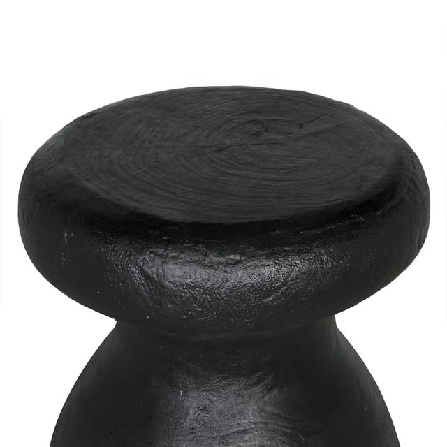 Mid-Century Modern NOIR Samson Stool/Side Table, Black Burnt Resin For Sale - Image 3 of 5