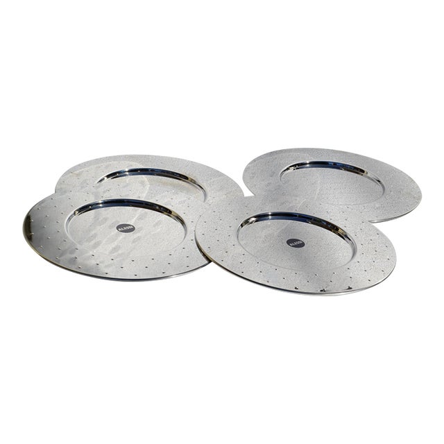 1985 Michael Graves for Alessi 4 Plates M G 03 Stainless Steel 18/10 - 4 pcs For Sale