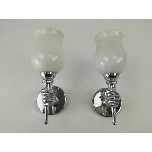 Metal French Chrome-Plated Wall Lamps, 1950s, Set of 2 For Sale - Image 7 of 7