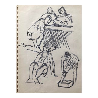 1950s Figure Drawing of Basketball Players For Sale