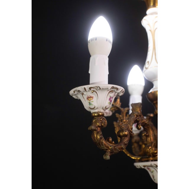 Vintage Ceramic and Brass Chandelier, 1960s For Sale - Image 12 of 12