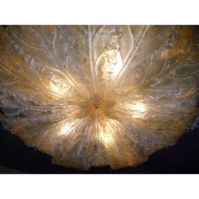 1960s Clear and Amber Graniglia Murano Flush Mount For Sale - Image 9 of 9