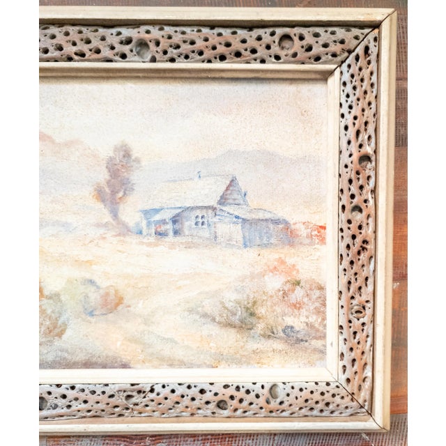 Mid-Century Western Impressionist Homestead Landscape in Rustic Frame For Sale - Image 4 of 12