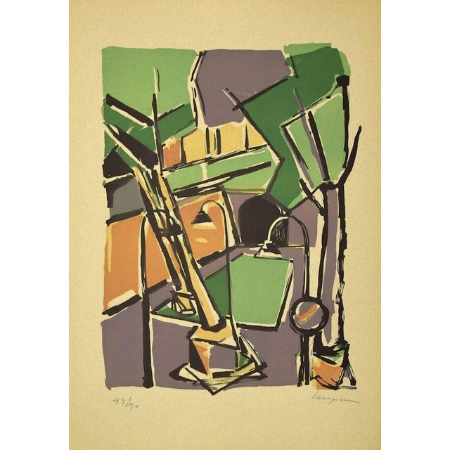 Colorful Cityscape is an original contemporary artwork realized by the Italian artist Guido La Regina. Original Linoleum...