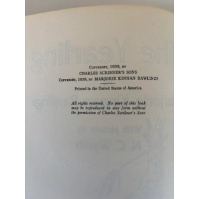 Sand The Yearling Hardcover 1950 by Marjorie Kinnan Rawlings With Pictures by N. C. Wyeth Charles Scribner's Sons • New York For Sale - Image 8 of 12