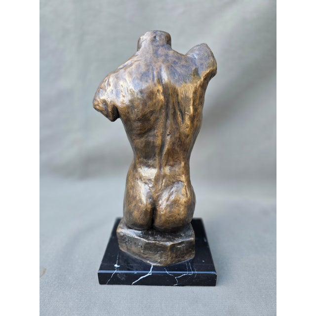 1980s 1980s Male Bronze Torso Sculpture For Sale - Image 5 of 8