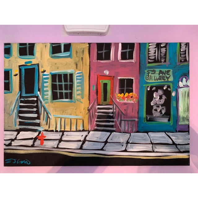 Paint Fine Painting by e.j. Gold, “5th Avenue Gallery” — Original Signed Acrylic on Canvas, 24 X 36 For Sale - Image 7 of 9