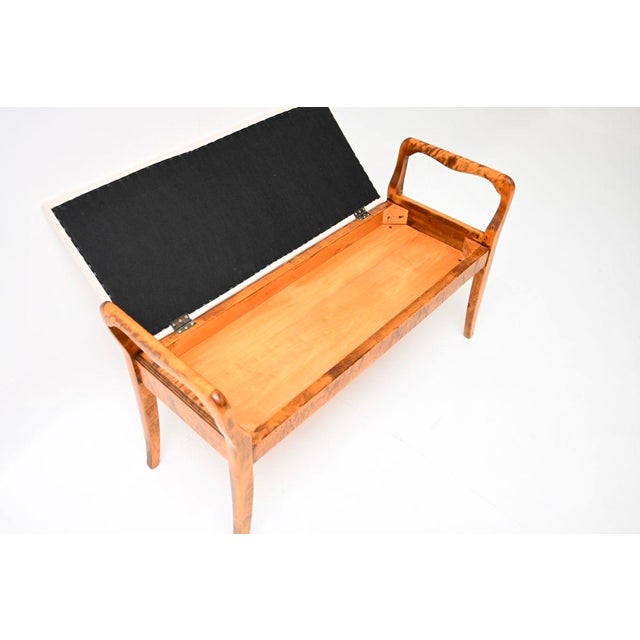 Antique Swedish Satin Birch Duet Piano Stool, 1900 For Sale - Image 3 of 11