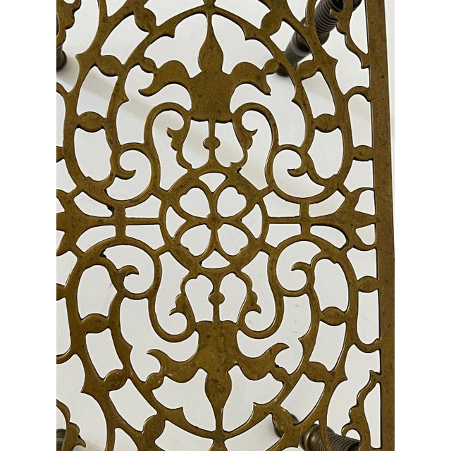 Antique Ornate Brass Trivet For Sale - Image 4 of 4