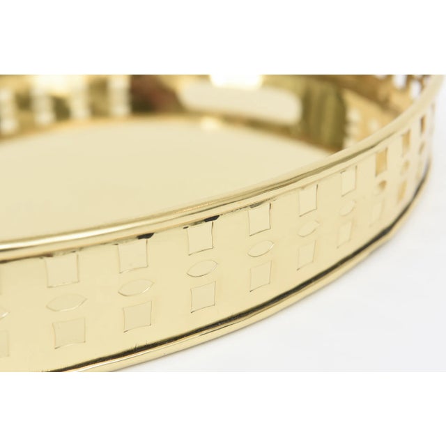 Brass Vintage Brass Square Perforated Serving Tray Barware With Handles, 1980's For Sale - Image 8 of 10