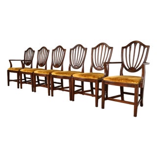 Ethan Allen Federal Mahogany Shield Back Dining Chairs, Set of Six For Sale