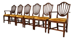 Ethan Allen Federal Mahogany Shield Back Dining Chairs, Set of Six