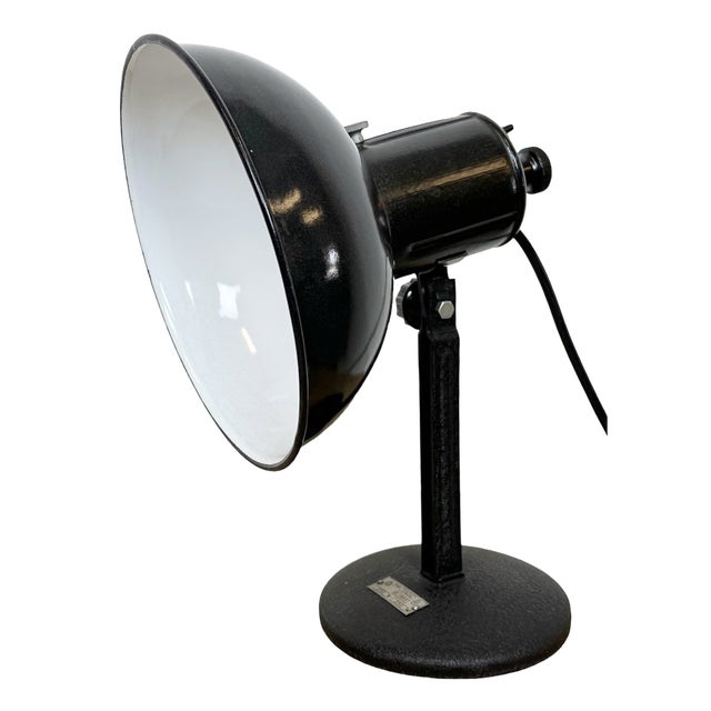 Vintage Black Enamel Table Photo Lamp, 1950s For Sale