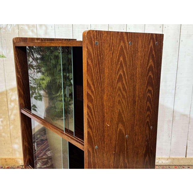 English Oak Bookcase with Sliding Doors, 1960s For Sale - Image 11 of 14