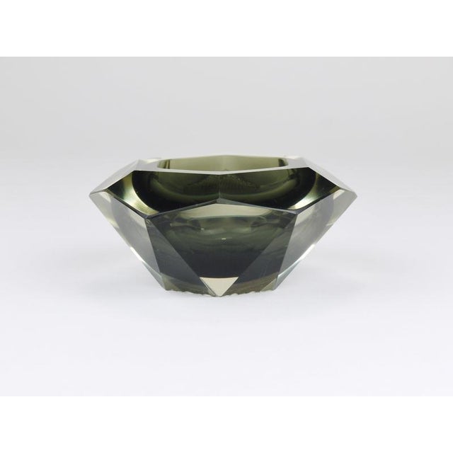Glass Sommerso Faceted Diamond Caviar Bowl in Murano Glass by Mandruzzato, Italy, 1960s For Sale - Image 7 of 13