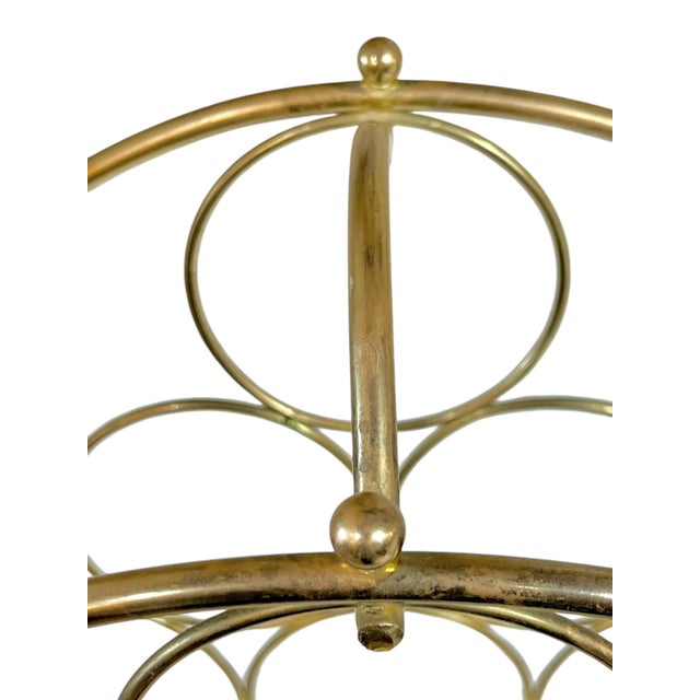 Vintage Brass Finish Hollywood Regency Style Wine Bottle Champagne Rack Stand For Sale - Image 4 of 9
