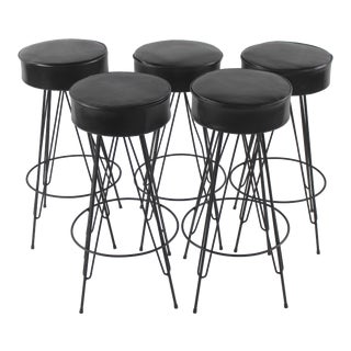 1960s Mid Century Modern Bar Stools - Set of 5 For Sale