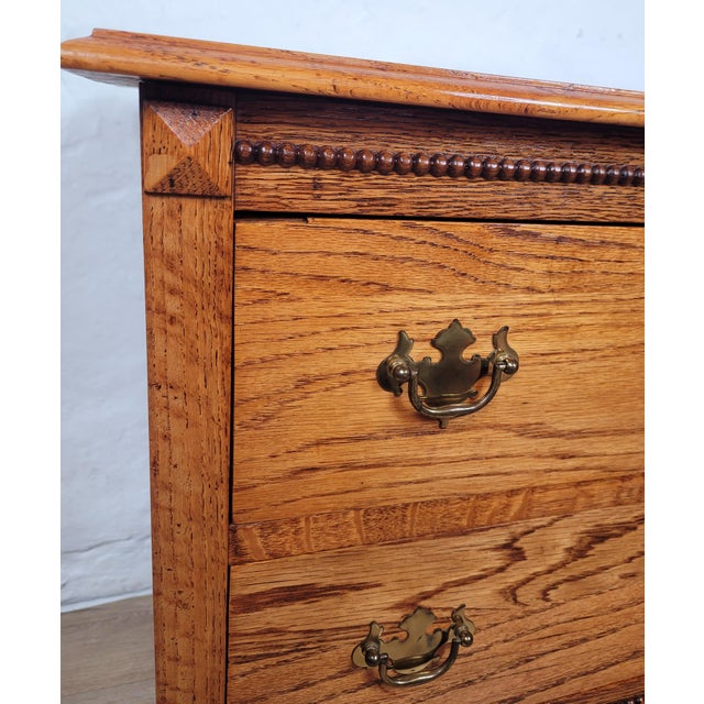Vintage Country Farmhouse Rustic Chest of Drawers in Oak Carved, 1980 For Sale - Image 9 of 17
