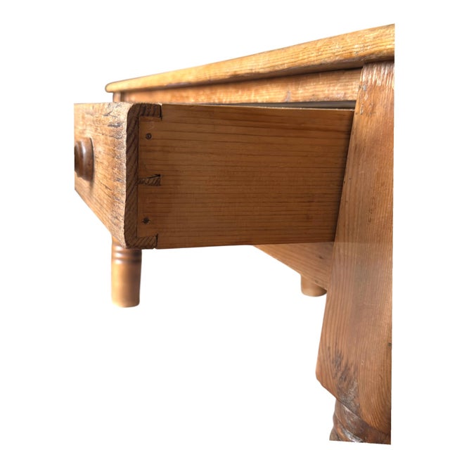 Wood Victorian Pine Farmhouse Coffee Table with Drawer, 1860s For Sale - Image 7 of 9