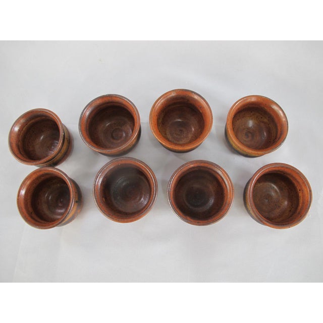 Mid 20th Century Wally Schwab Pacific Nw Stoneware Studio Pottery Small Pot or Punch Cup Set of 8 For Sale In Portland, OR - Image 6 of 12