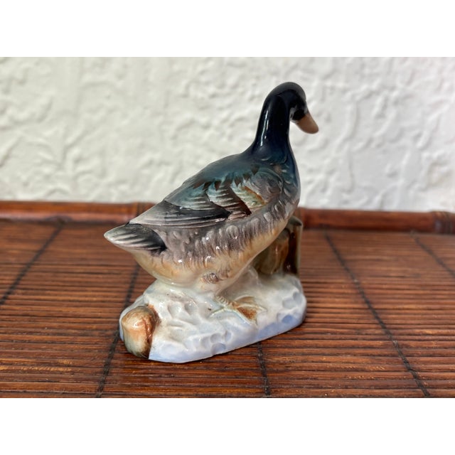Mid 20th Century Japanese Blue Porcelain Duck Figurine For Sale - Image 6 of 8