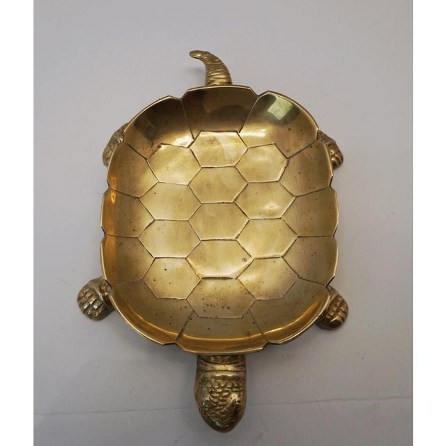 Vintage Solid Brass Turtle Ashtray | Chairish