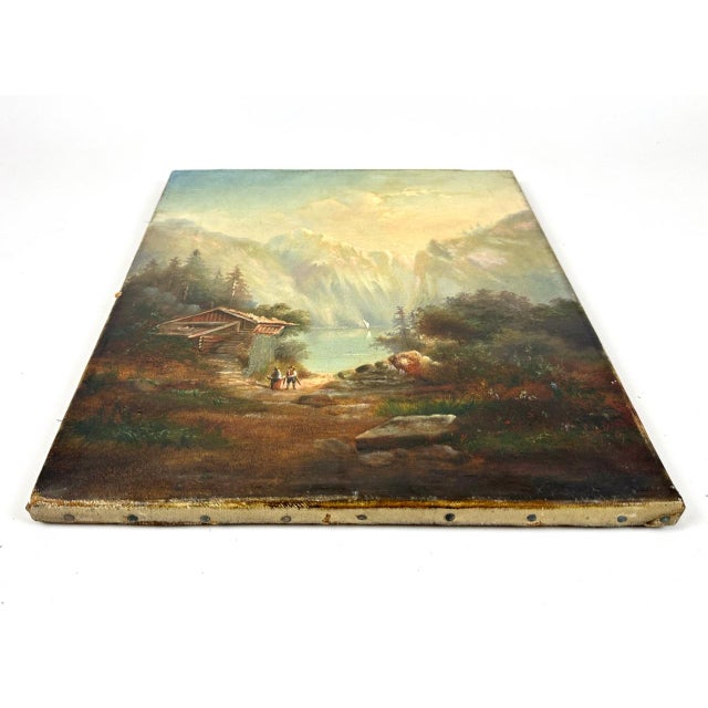 German School Artist, Mountain Landscape, Oil on Canvas, 19th Century, in Very Good conditions. Designed before 1890