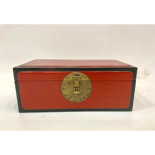 Antique Red & Black Lacquered Chinoiserie Chest For Sale - Image 12 of 12