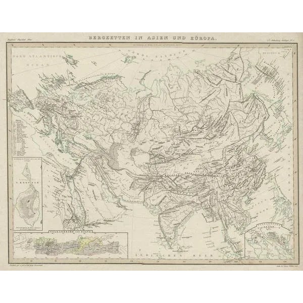Antique Map of the Mountain Ranges in Asia and Europe, 1849 For Sale - Image 3 of 5