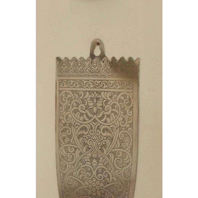 Vintage Engraved Pewter Sconces, Set of 2 For Sale - Image 11 of 16