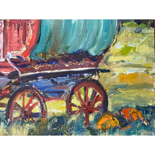 "My Gypsy Mobile" ~ Lorie Batson, Original Oil Painting. Captures a Charming, Rustic Scene of a Small Gypsy Wagon. For Sale - Image 9 of 10
