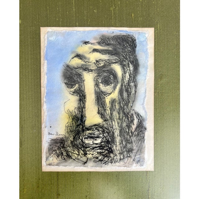 Ben-Zion Weinman, Ben ZIon Expressionist Judaica Rabbi Watercolor Painting Jewish Modernist WPA, c.1950's For Sale - Image 4 of 6
