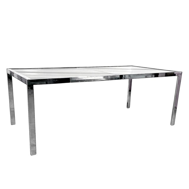 Modernist Milo Baughman for D. I. A. Chrome and Glass Dining Table With 20” Leaf Extension For Sale - Image 14 of 14