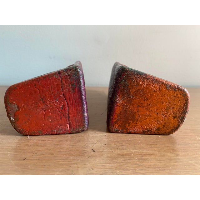 Mid-Century Modern Mayan-Inspired Solid Cast Copper Bookends - a Pair For Sale In New York - Image 6 of 10