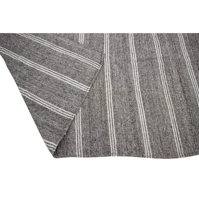 Mid 20th Century 1960s Vintage Gray Kilim Rug- 9′4″ × 10′4″ For Sale - Image 5 of 7