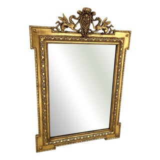 Louis XVI Style Mirror in Wood and Gilded Stucco, 19th Century For Sale