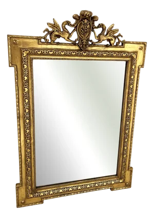 Louis XVI Style Mirror in Wood and Gilded Stucco, 19th Century