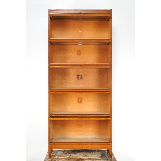 Traditional Antique Five Section Oak Macey Barrister Bookcase For Sale - Image 3 of 14