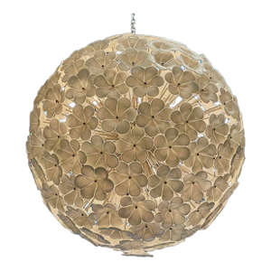 Large Scale White Murano Glass Hibiscus Flower Globe Chandelier