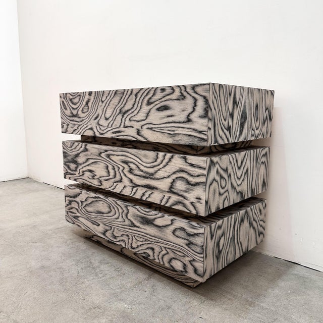 Vintage 1980s Postmodern Grey Three Drawer Dresser Tall Boy For Sale In Palm Springs - Image 6 of 10