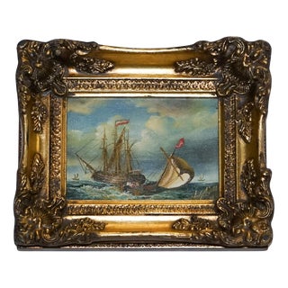 French Artist, Ship, Early 20th Century, Oil Painting, Framed For Sale