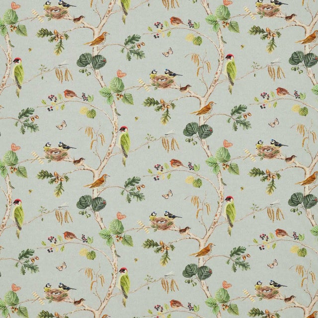 Sanderson Woodland Chorus Fabric in Sky Blue/Multi For Sale